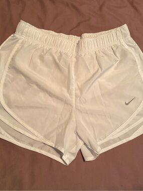 Nike White Women's Athletic Running Shorts with Subtle Swoosh